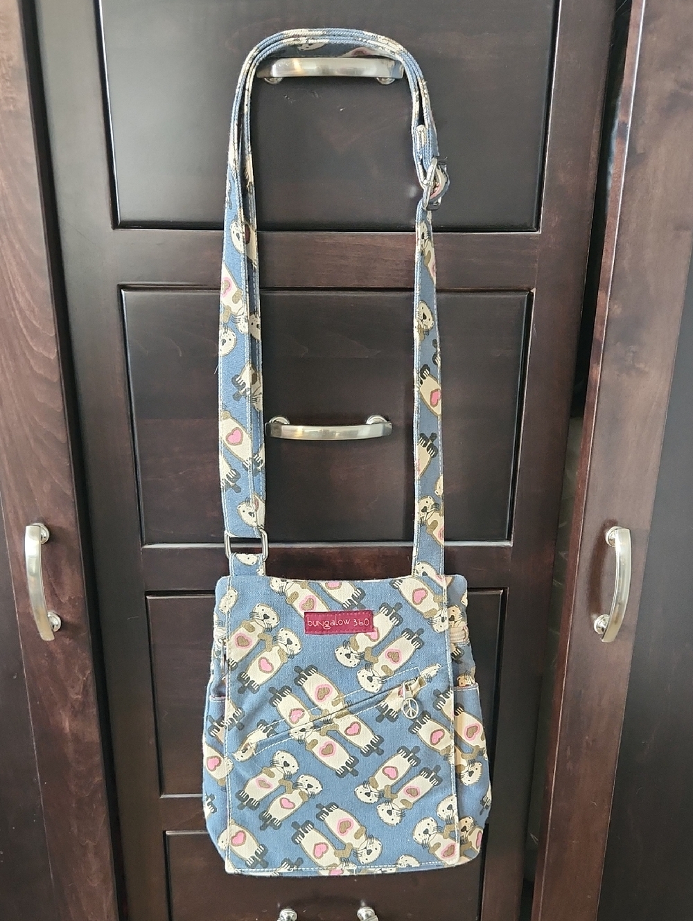 bungalow 360 Ocean Blue Sea Otters Canvas Small Messenger Crossbody Bag